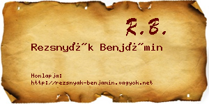 Rezsnyák Benjámin névjegykártya