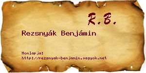 Rezsnyák Benjámin névjegykártya